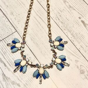 J. Crew Factory Blue and White Statement Necklace
